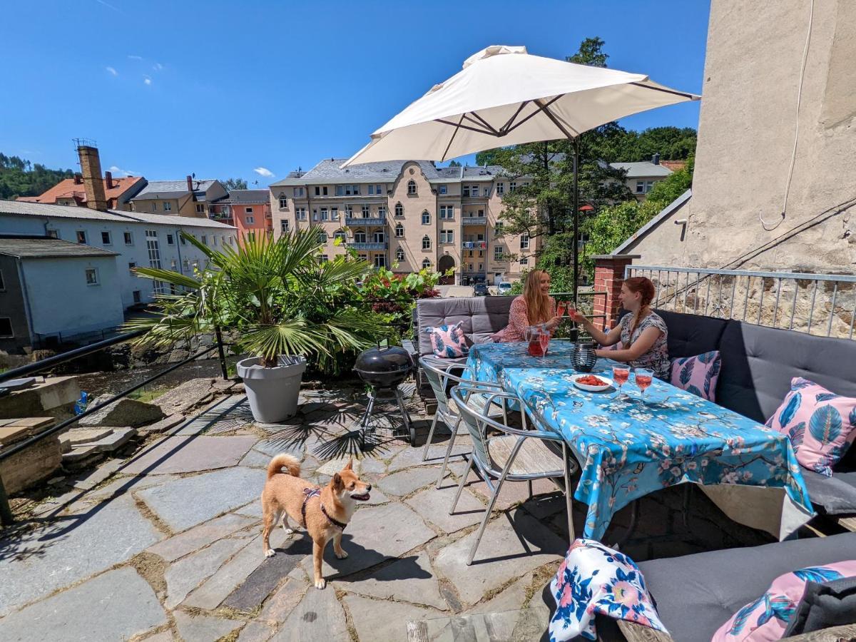 Urlaubstraum Mit Pool, Terrasse & Fluss Im Garten - Ut Apartman Sebnitz Kültér fotó